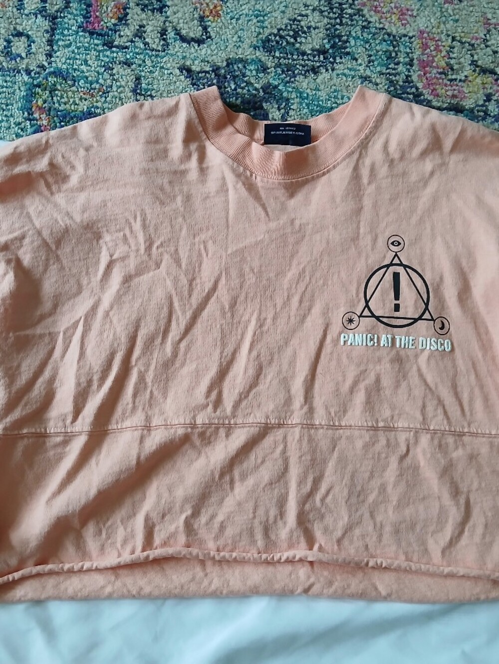 Spirit Jersey Panic! at the Disco Peach Graphic Print Cotton Crew Neck Tee M